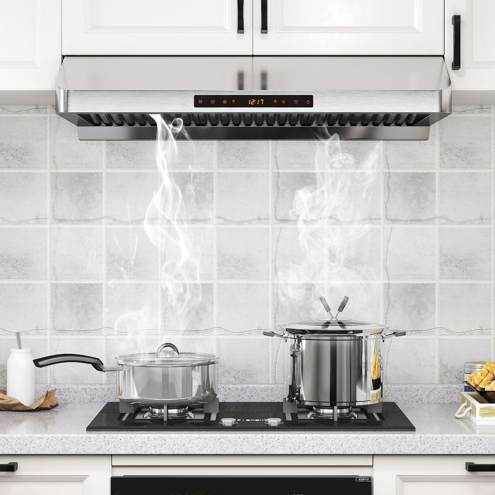 36 Inch Under Cabinet Range Hood 900 CFM Kitchen Stove Vent with Oil Collector, Silver Kitchen Appliances at Gallery Canada