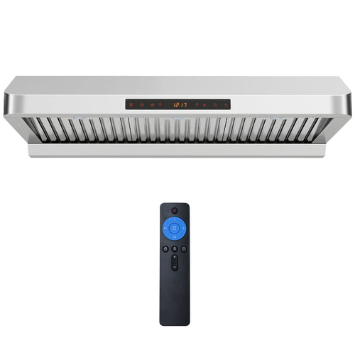 36 Inch Under Cabinet Range Hood 900 CFM Kitchen Stove Vent with Oil Collector, Silver