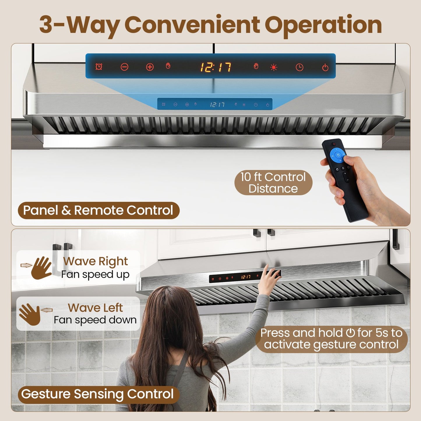 36 Inch Under Cabinet Range Hood 900 CFM Kitchen Stove Vent with Oil Collector, Silver Kitchen Appliances at Gallery Canada