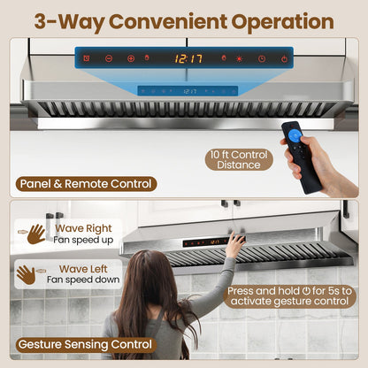 36 Inch Under Cabinet Range Hood 900 CFM Kitchen Stove Vent with Oil Collector, Silver Kitchen Appliances at Gallery Canada