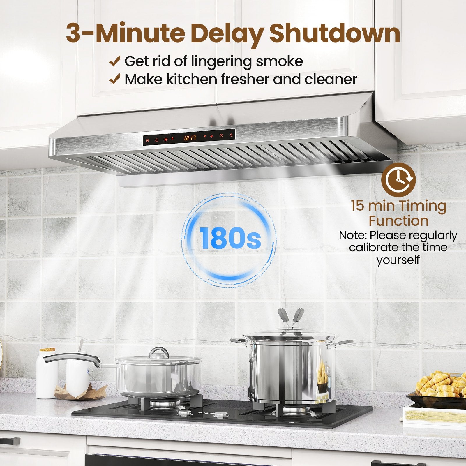 36 Inch Under Cabinet Range Hood 900 CFM Kitchen Stove Vent with Oil Collector, Silver Kitchen Appliances at Gallery Canada