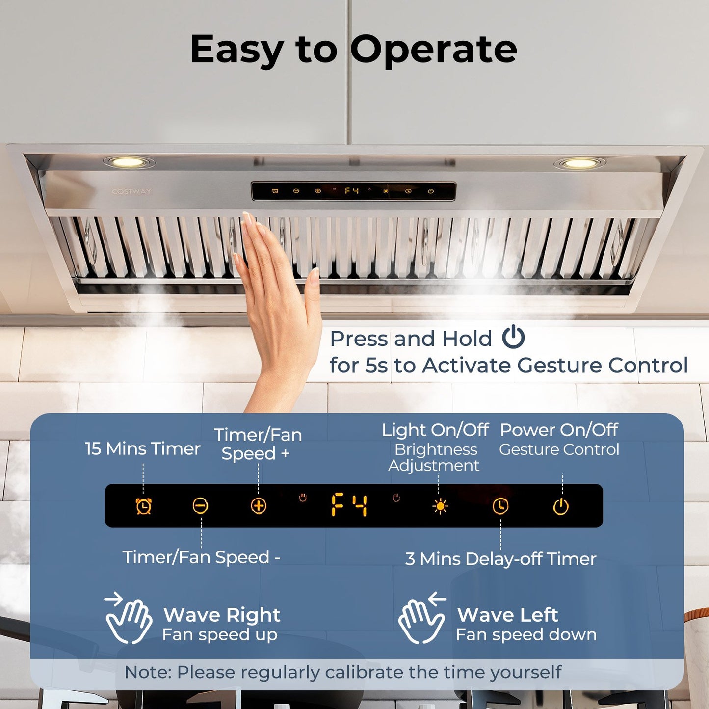 36 Inch Under Cabinet Range Hood with 4 Fan Speeds and Baffles Filters, Silver Kitchen Appliances at Gallery Canada