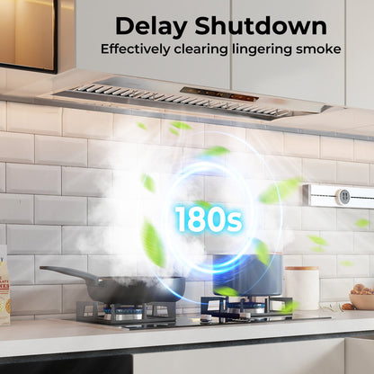 36 Inch Under Cabinet Range Hood with 4 Fan Speeds and Baffles Filters, Silver Kitchen Appliances at Gallery Canada