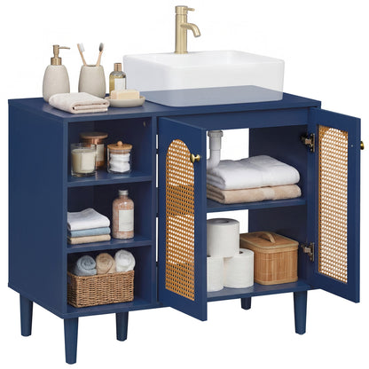 36 Inch Under Sink Cabinet, Boho Sink Base, Navy Floor Cabinets Navy at Gallery Canada