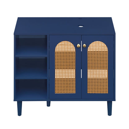 36 Inch Under Sink Cabinet, Boho Sink Base, Navy Floor Cabinets at Gallery Canada