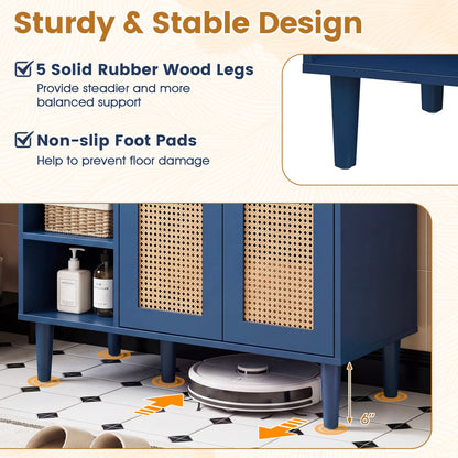 36 Inch Under Sink Cabinet, Boho Sink Base, Navy Floor Cabinets at Gallery Canada