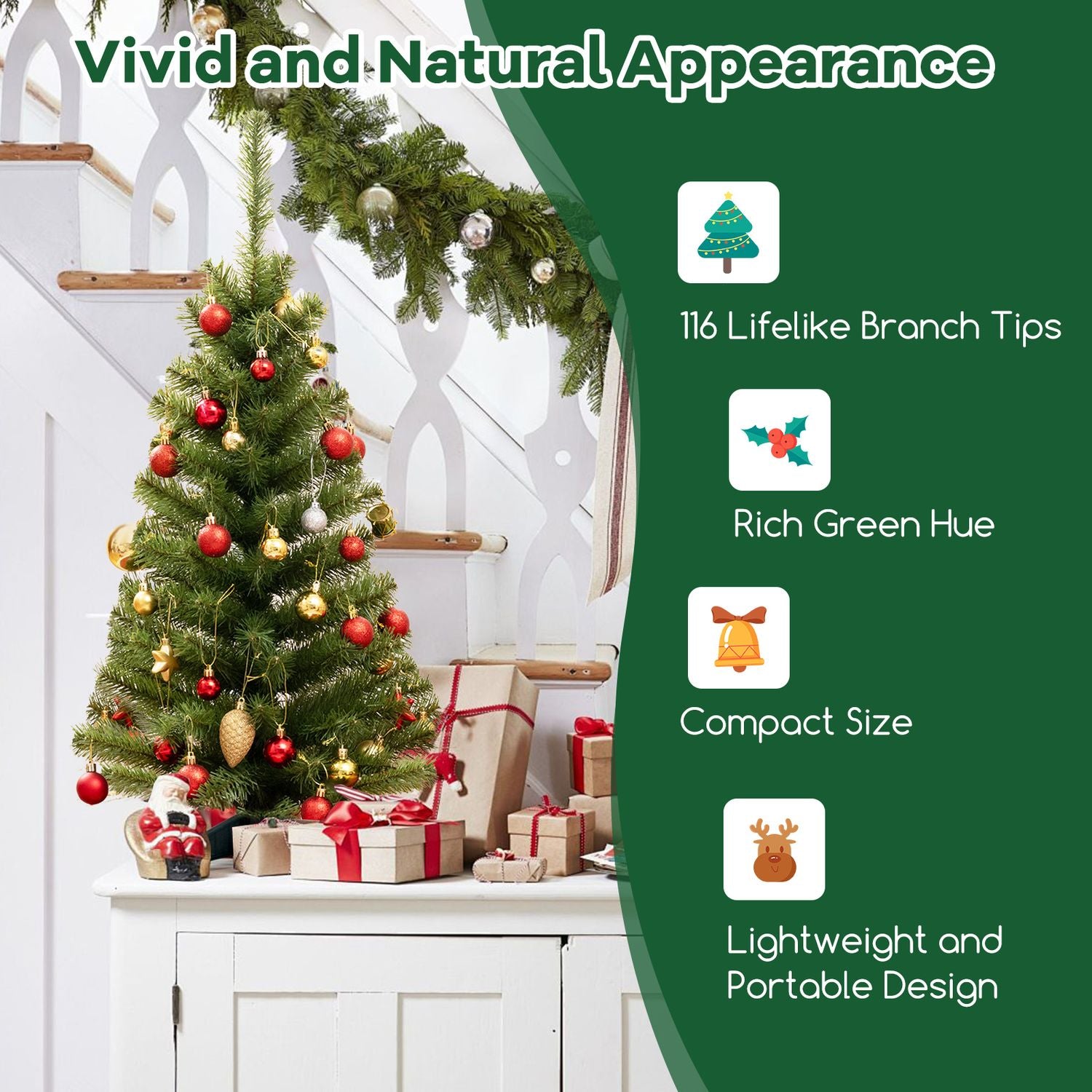 36 Inch Unlit Artificial Christmas Mini Tree, Green Christmas Tree at Gallery Canada