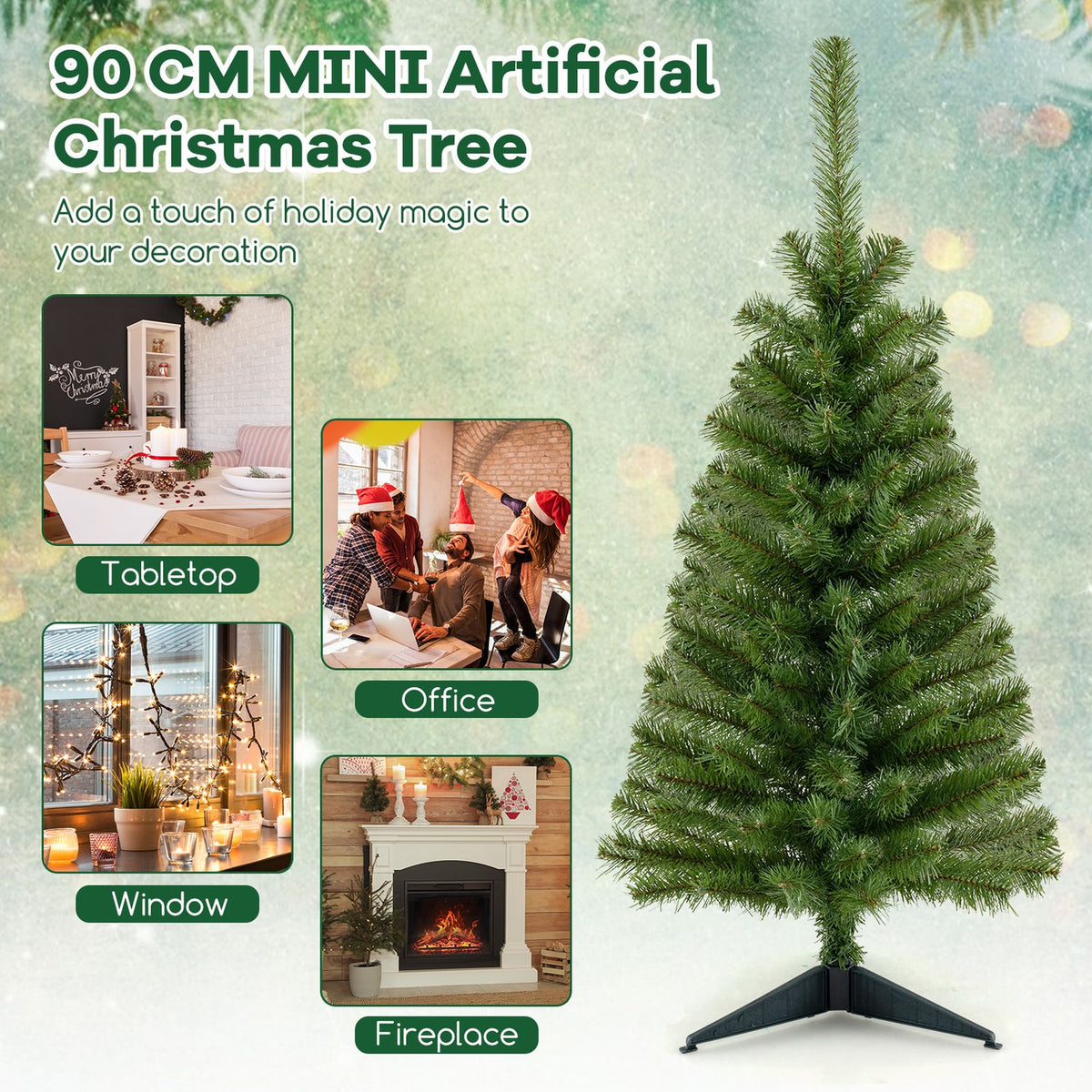 36 Inch Unlit Artificial Christmas Mini Tree, Green Christmas Tree at Gallery Canada