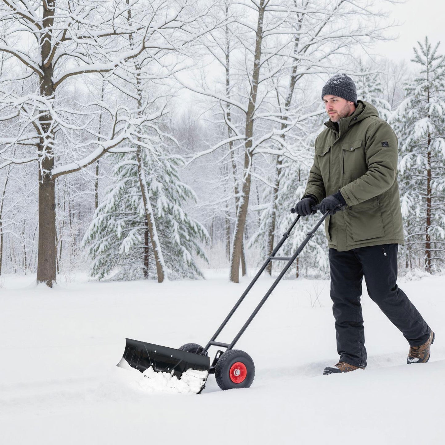 36 Inches Snow Shovel, Adjustable Angle, Black