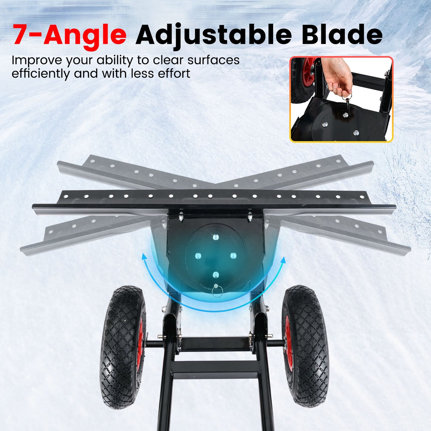 36 Inches Snow Shovel, Adjustable Angle, Black