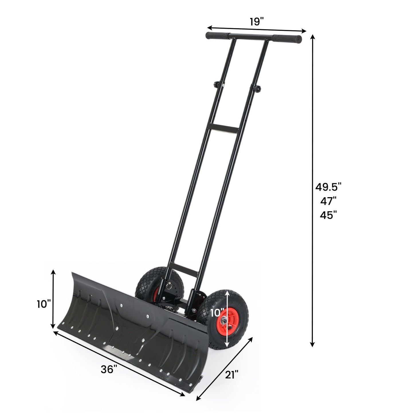 36 Inches Snow Shovel, Adjustable Angle, Black