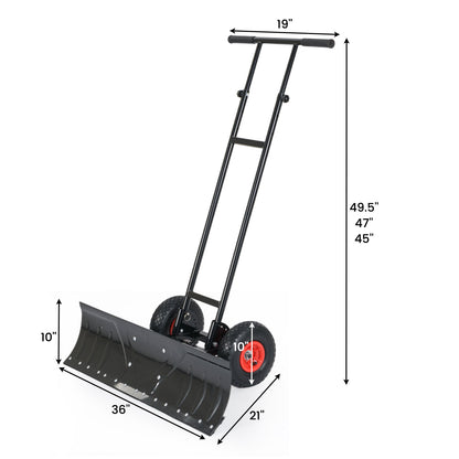 36 Inches Snow Shovel, Adjustable Angle, Black
