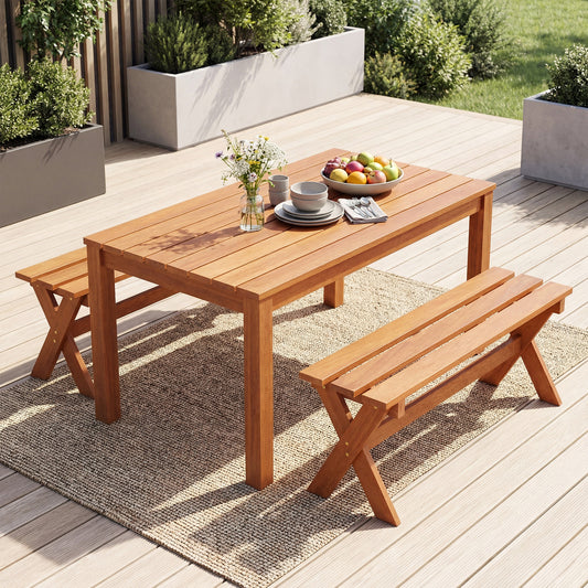 36" Outdoor Solid Wood Bench Set, Backless Patio Dining, Teak Outdoor Benches Options at Gallery Canada