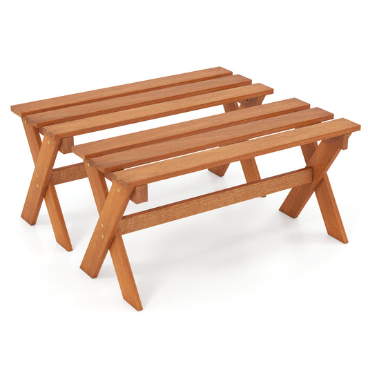 36" Outdoor Solid Wood Bench Set, Backless Patio Dining, Teak Outdoor Benches Options at Gallery Canada