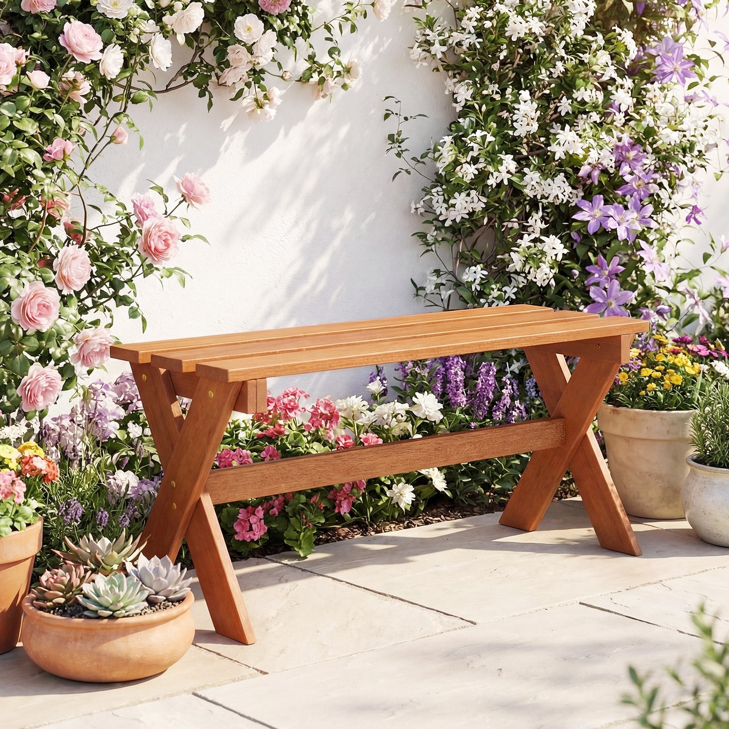 36" Outdoor Solid Wood Bench Set, Backless Patio Dining, Teak Outdoor Benches at Gallery Canada