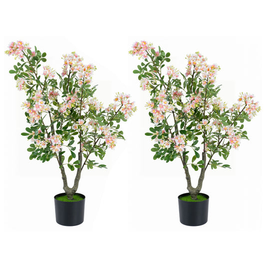 Set of 2 Artificial Impatiens Trees, 36", Pink Faux Plants Pink at Gallery Canada