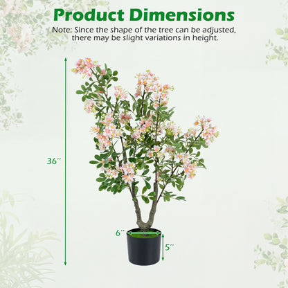 Set of 2 Artificial Impatiens Trees, 36", Pink