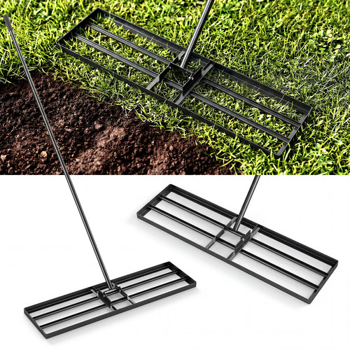 36 x 10 Inch Lawn Leveling Rake, Ergonomic Handle, Black