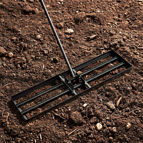 36 x 10 Inch Lawn Leveling Rake, Ergonomic Handle, Black
