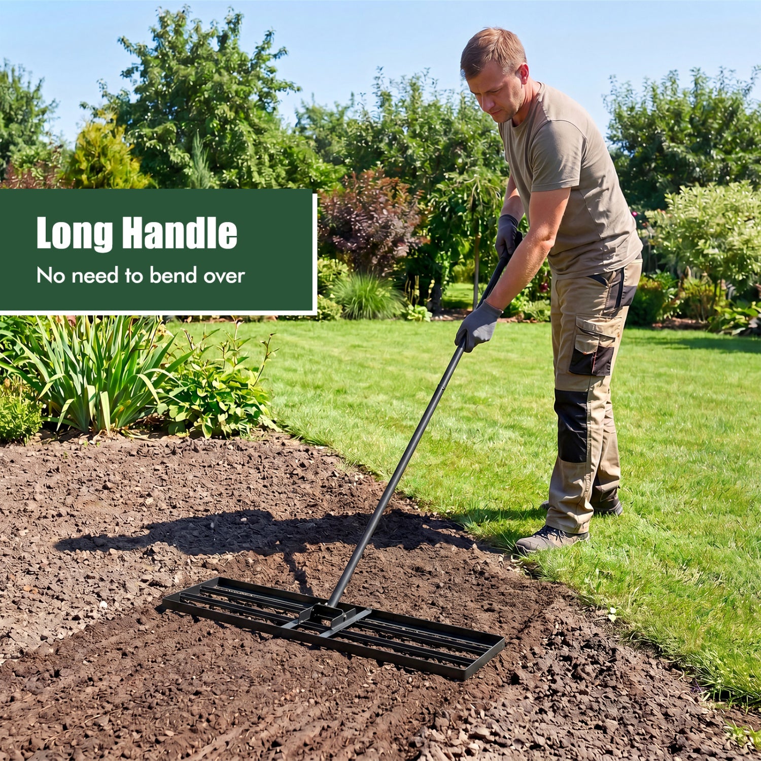 36 x 10 Inch Lawn Leveling Rake, Ergonomic Handle, Black Lawn Care Tools at Gallery Canada