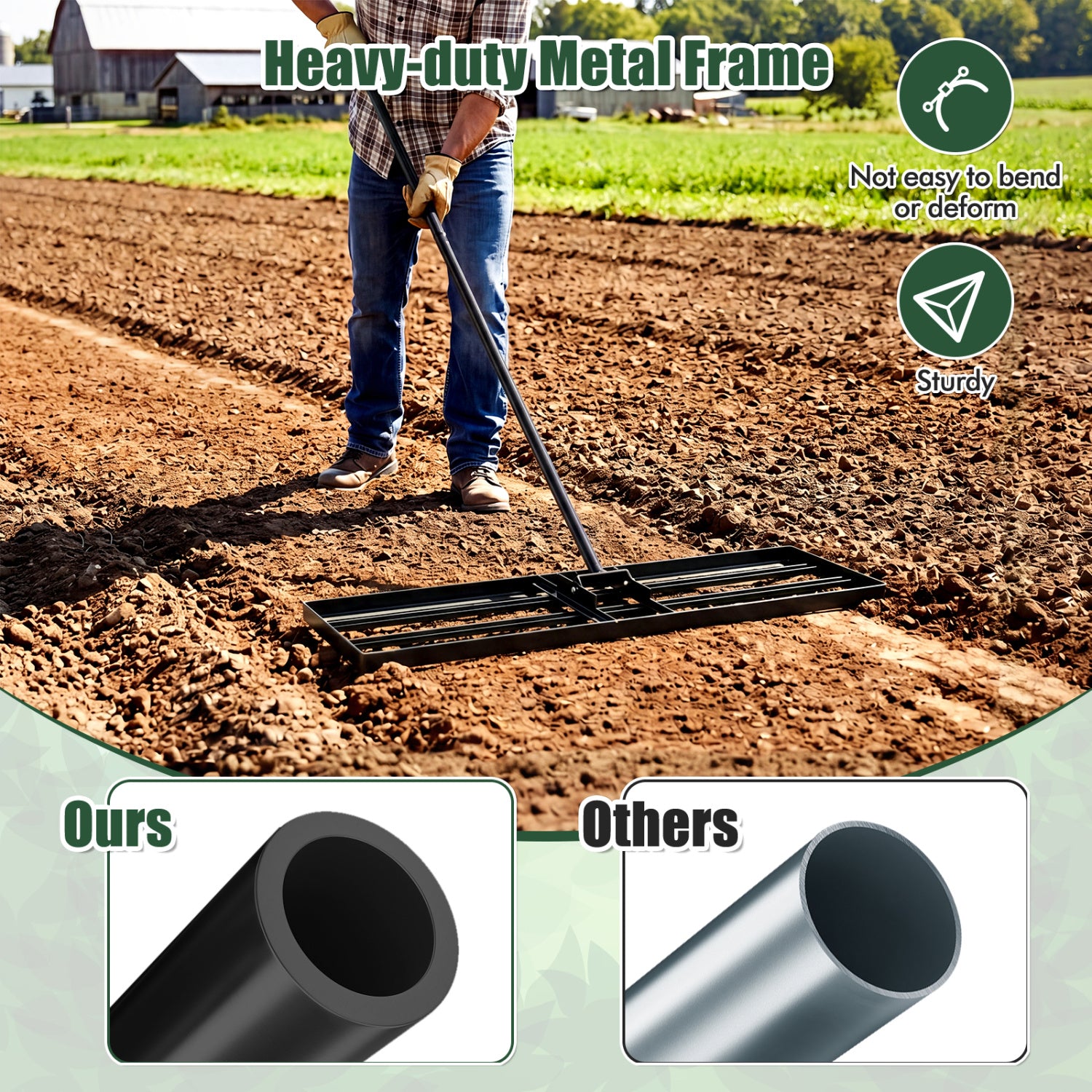 36 x 10 Inch Lawn Leveling Rake, Ergonomic Handle, Black Lawn Care Tools at Gallery Canada