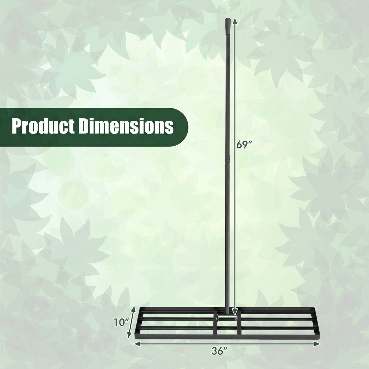 36 x 10 Inch Lawn Leveling Rake, Ergonomic Handle, Black Lawn Care Tools at Gallery Canada