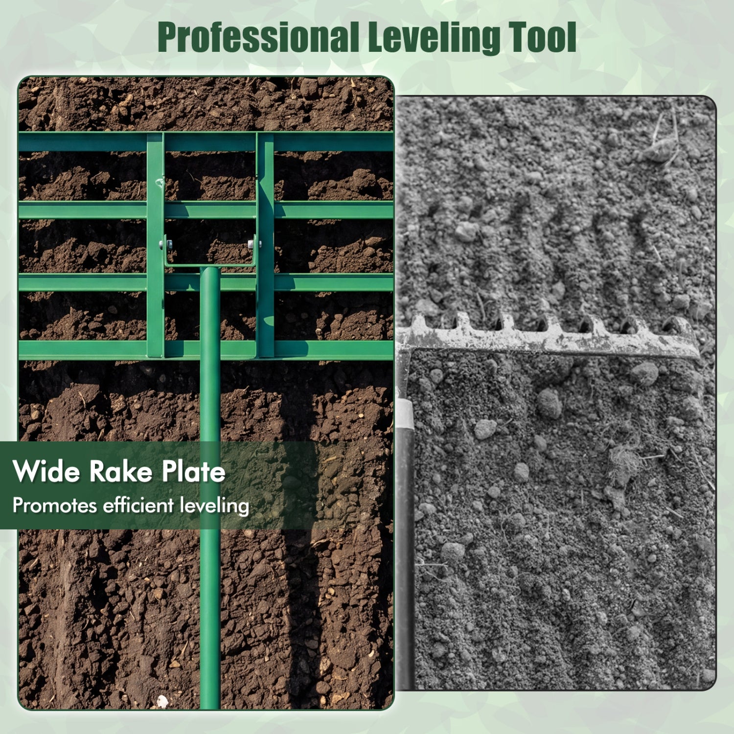36 x 10 Inch Lawn Leveling Rake, Ergonomic Handle, Green Garden Tools at Gallery Canada