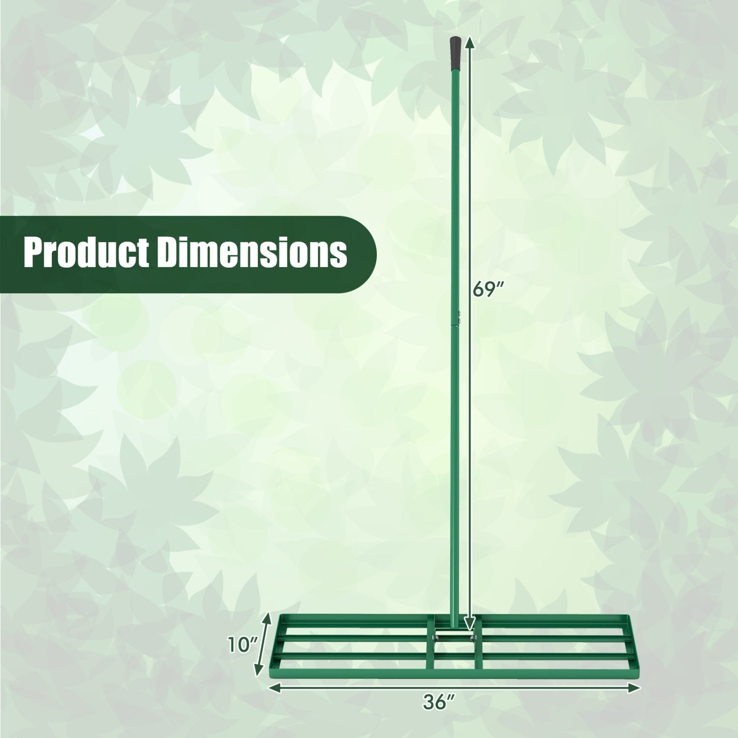 36 x 10 Inch Lawn Leveling Rake, Ergonomic Handle, Green Garden Tools at Gallery Canada