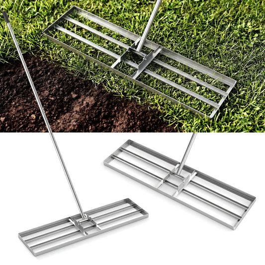 36 x 10 Inch Lawn Leveling Rake, Ergonomic Handle, Silver Lawn Care Tools Silver at Gallery Canada