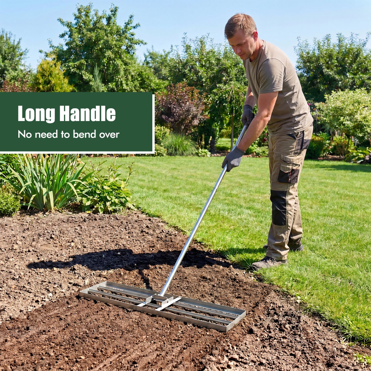 36 x 10 Inch Lawn Leveling Rake, Ergonomic Handle, Silver Lawn Care Tools at Gallery Canada