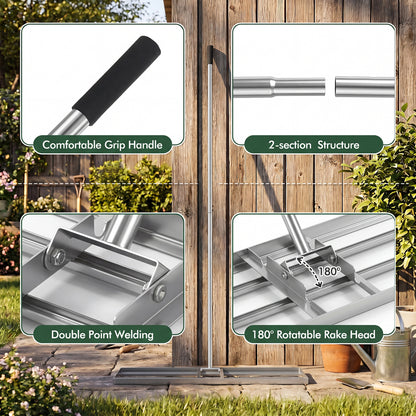 36 x 10 Inch Lawn Leveling Rake, Ergonomic Handle, Silver Lawn Care Tools at Gallery Canada