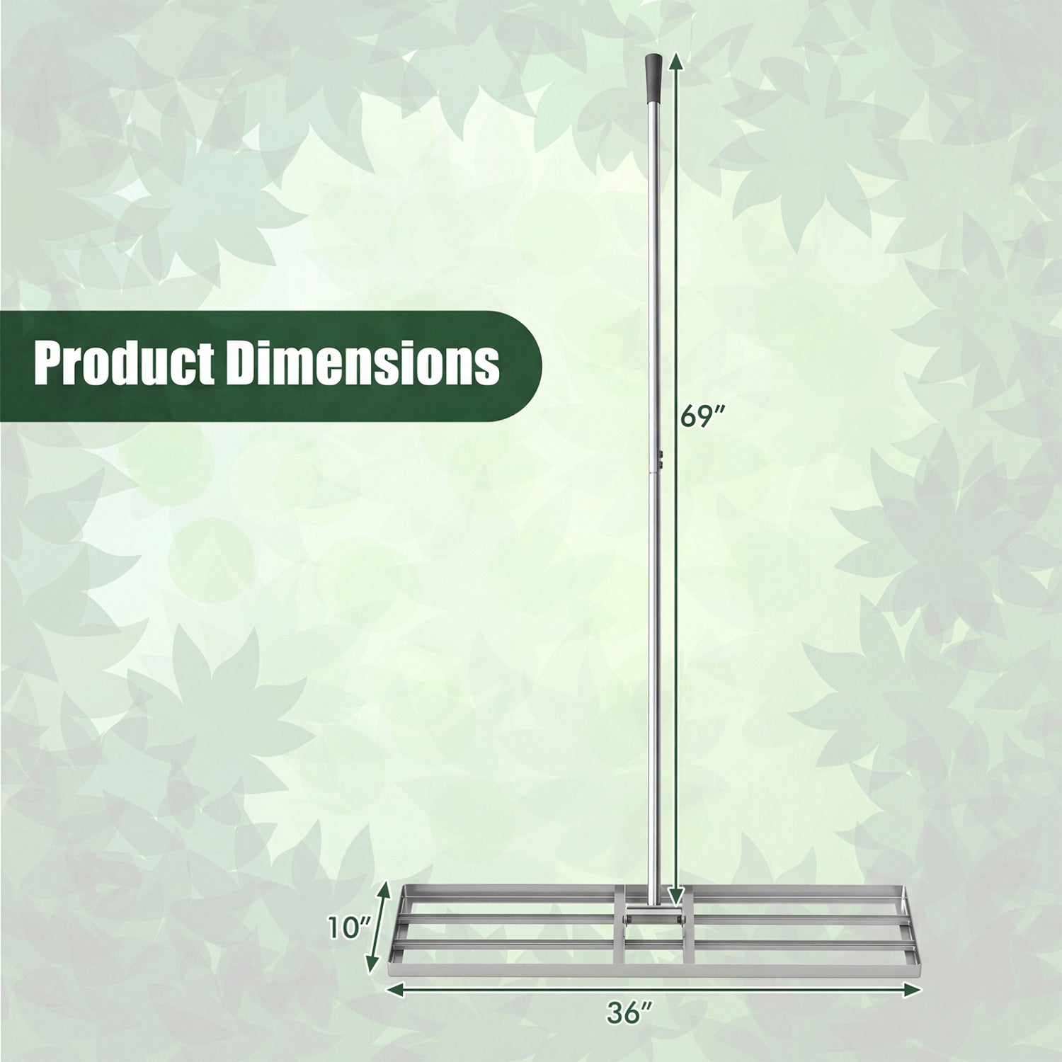 36 x 10 Inch Lawn Leveling Rake, Ergonomic Handle, Silver Lawn Care Tools at Gallery Canada
