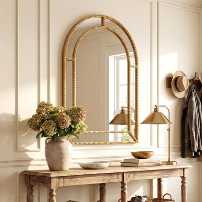 36 x 24 Inch Decorative Mirror, Beaded Frame, Living Room, Gold Wall Mirrors at Gallery Canada