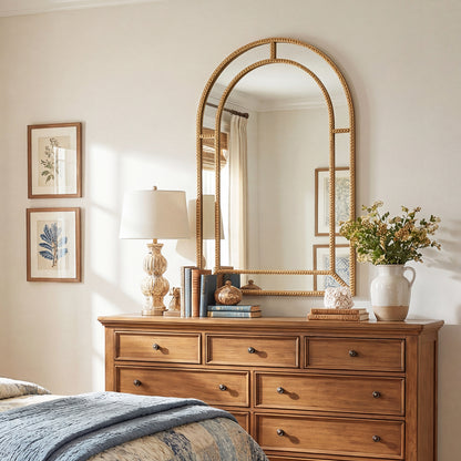 36 x 24 Inch Decorative Mirror, Beaded Frame, Living Room, Gold Wall Mirrors at Gallery Canada