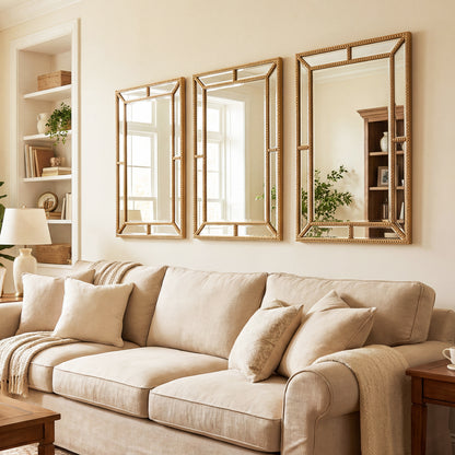 36 x 24 Inch Wall Mirror, Beaded Frame, Living Room, Gold Wall Mirrors at Gallery Canada