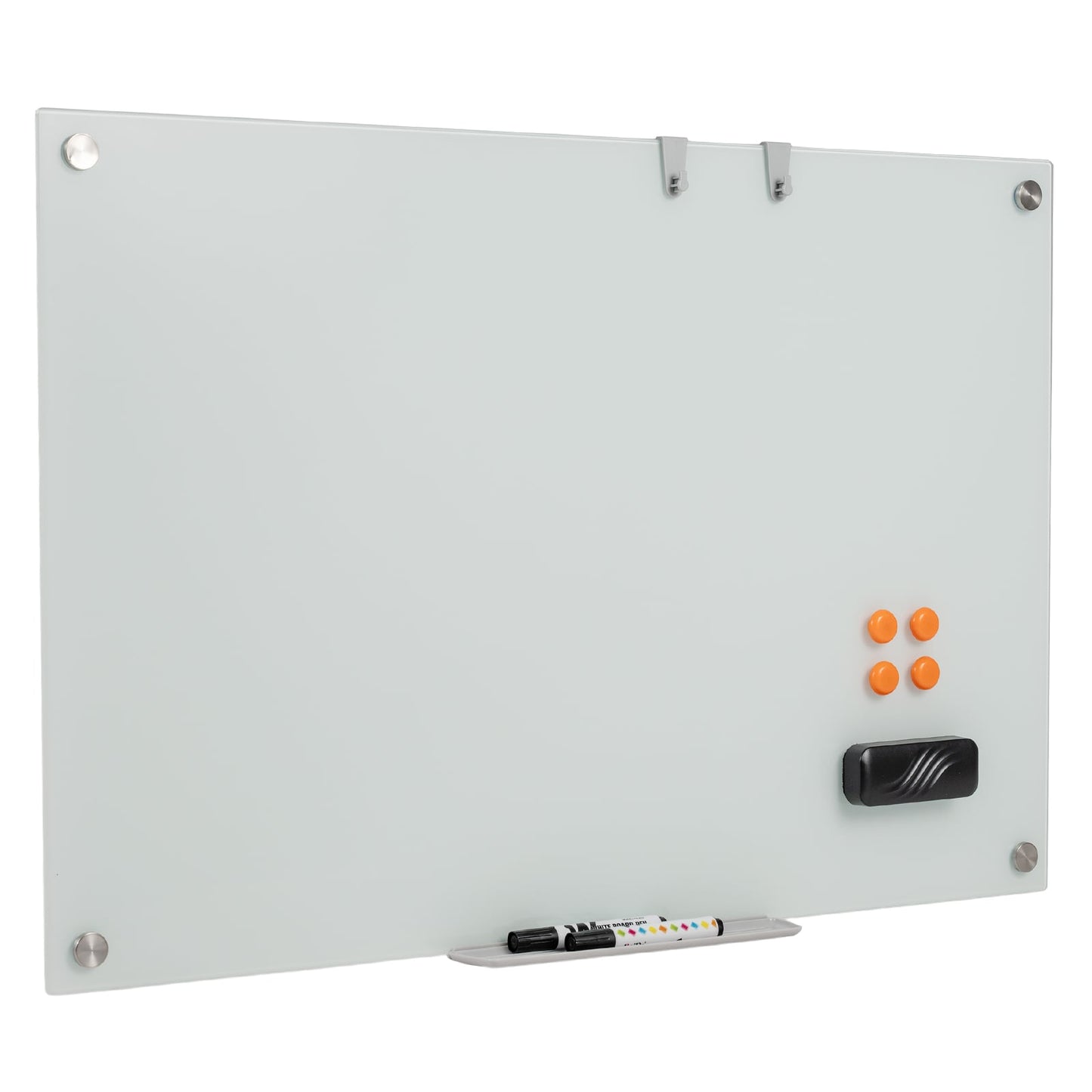 36 x 24 Inches Glass Whiteboard with Eraser and Removable Tray