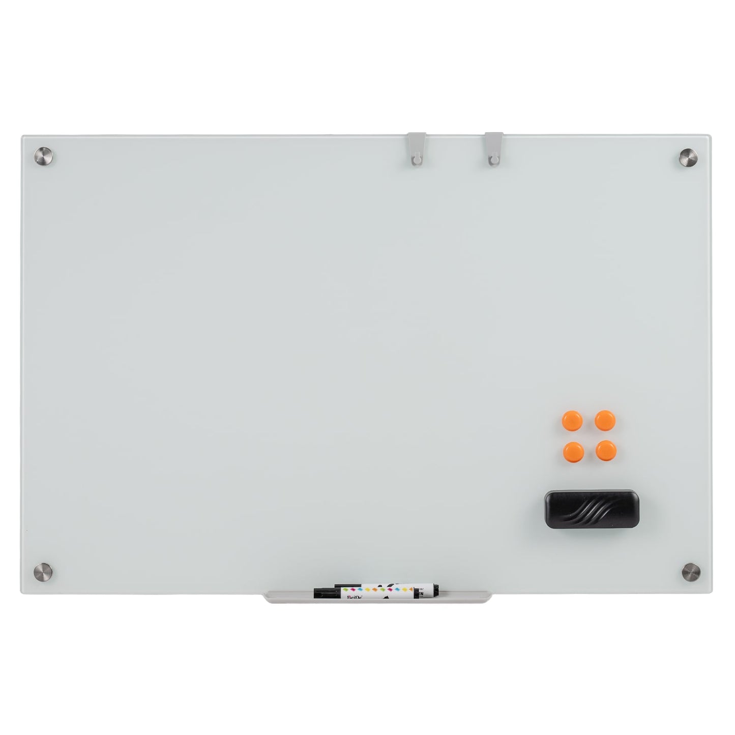 36 x 24 Inches Glass Whiteboard with Eraser and Removable Tray