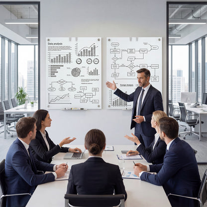 36 x 24 Inches Glass Whiteboard with Eraser and Removable Tray Home Office at Gallery Canada