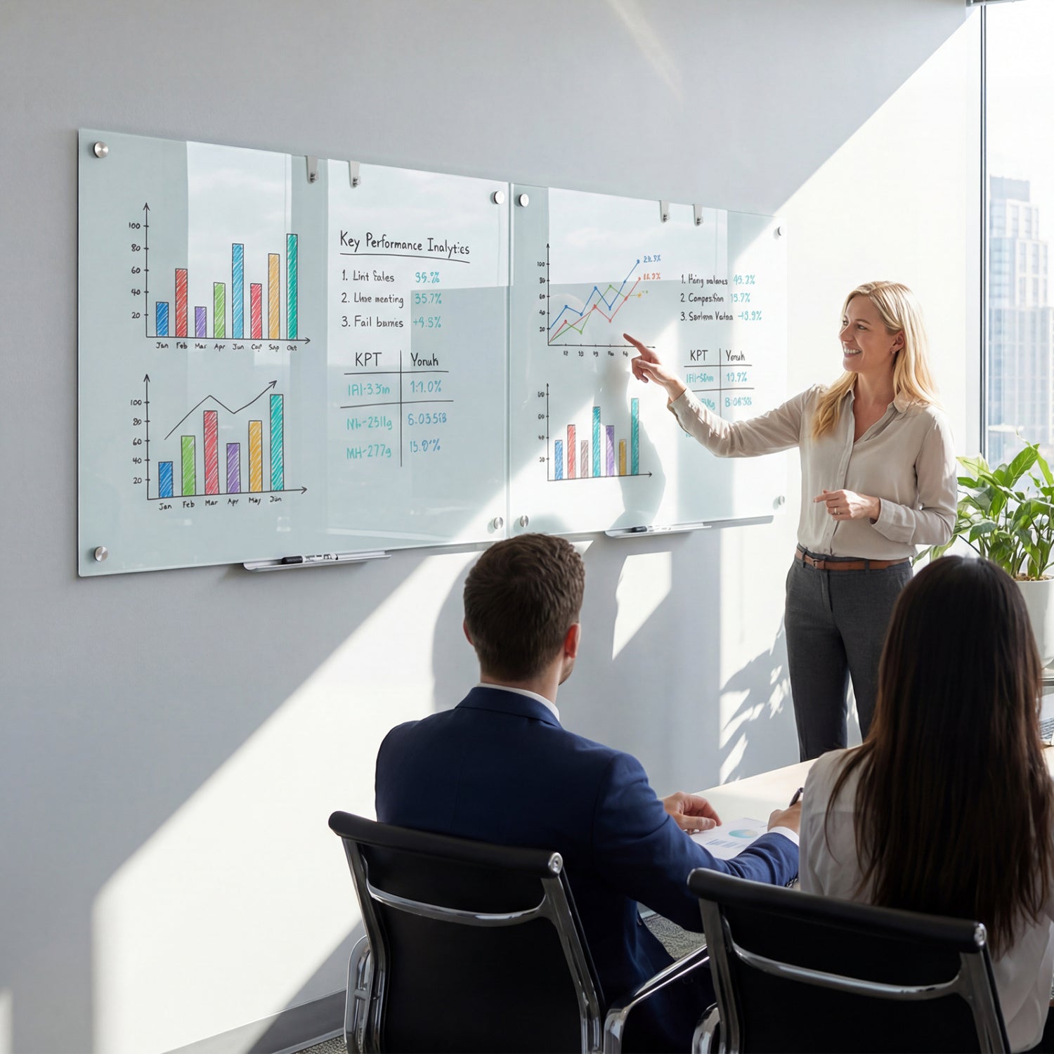36 x 24 Inches Glass Whiteboard with Eraser and Removable Tray Home Office at Gallery Canada