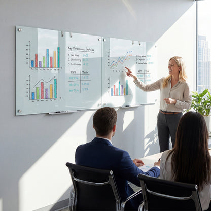 36 x 24 Inches Glass Whiteboard with Eraser and Removable Tray Home Office at Gallery Canada