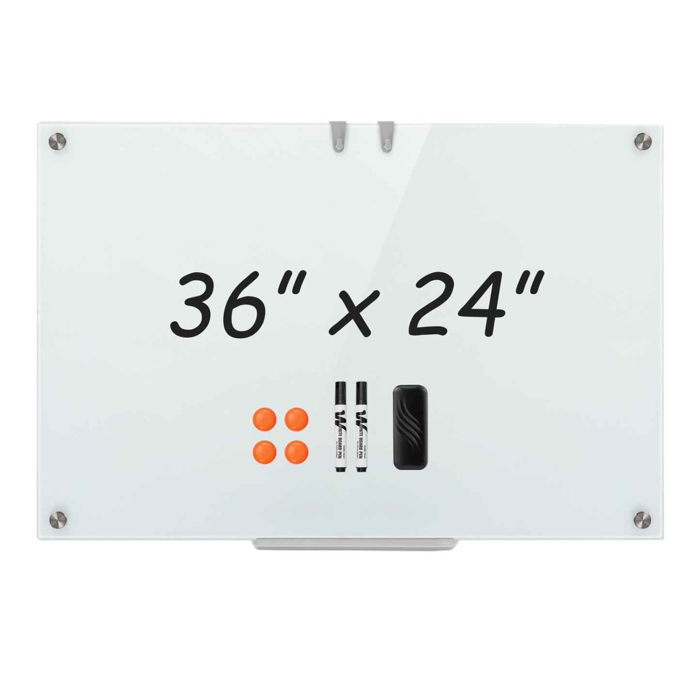 36 x 24 Inches Glass Whiteboard with Eraser and Removable Tray Home Office at Gallery Canada