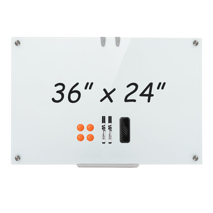 36 x 24 Inches Glass Whiteboard with Eraser and Removable Tray Home Office at Gallery Canada