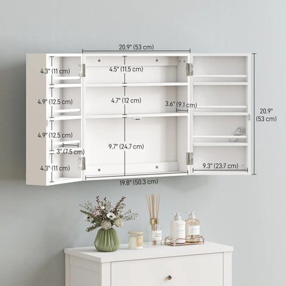 Wall Mount Medicine Cabinet, 4 Tier Shelves, Lockable, White Mirror Medicine Cabinets at Gallery Canada