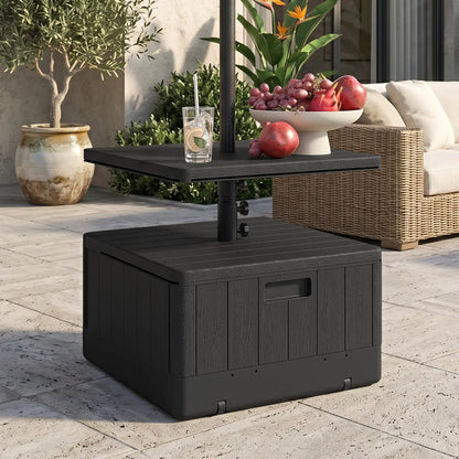 Heavy Duty Umbrella Base with Wheels, Table Tray, 176lbs, Black Umbrella Bases at Gallery Canada