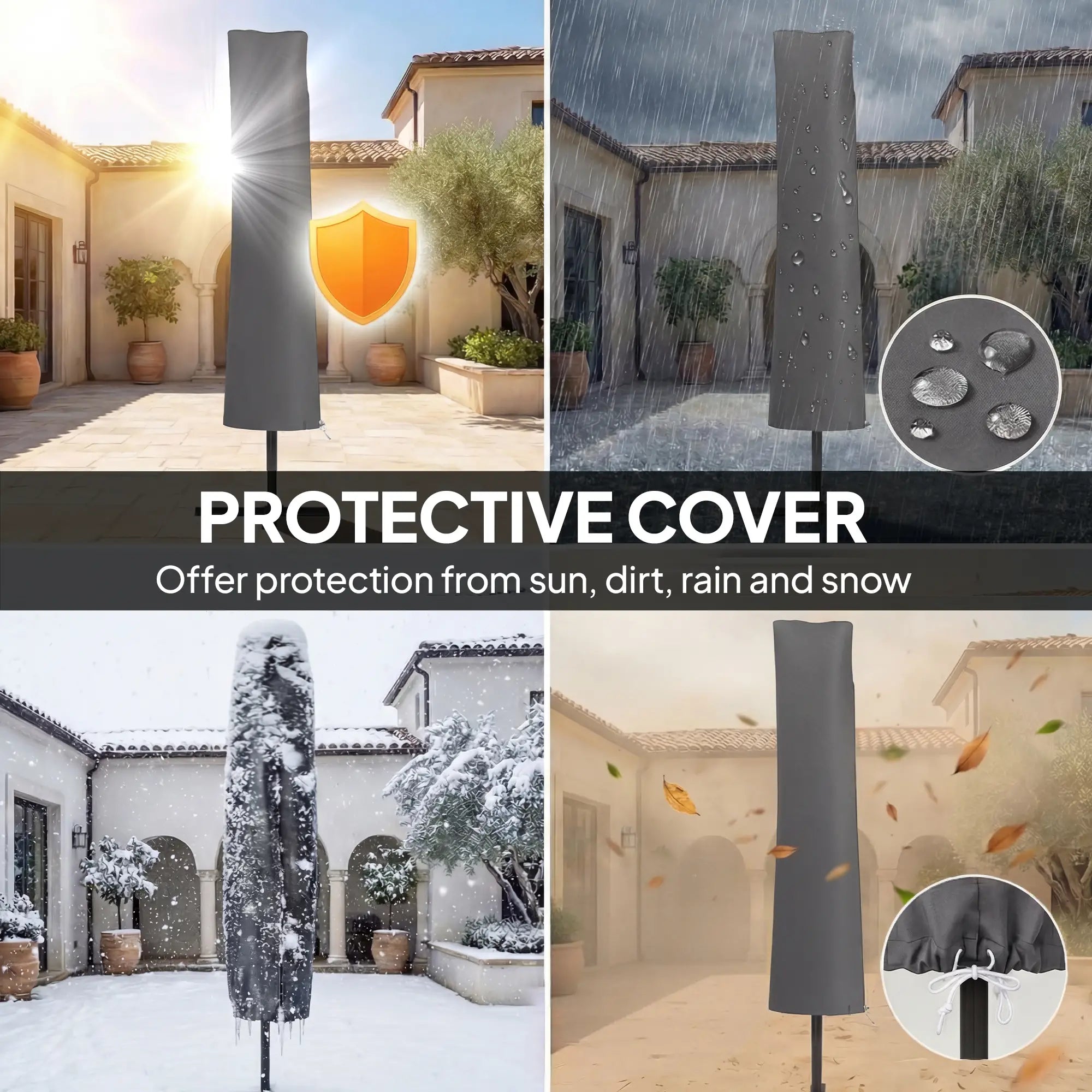 10 x 9.7 Ft Offset Cantilever Patio Umbrella With Lights, Dark Grey Offset Cantilever Umbrellas at Gallery Canada