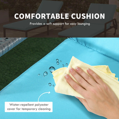 2 Piece Wicker Chaise Lounger, PE Rattan Outdoor Chair, Adjustable Backrest, Sky Blue Chaise Loungers at Gallery Canada