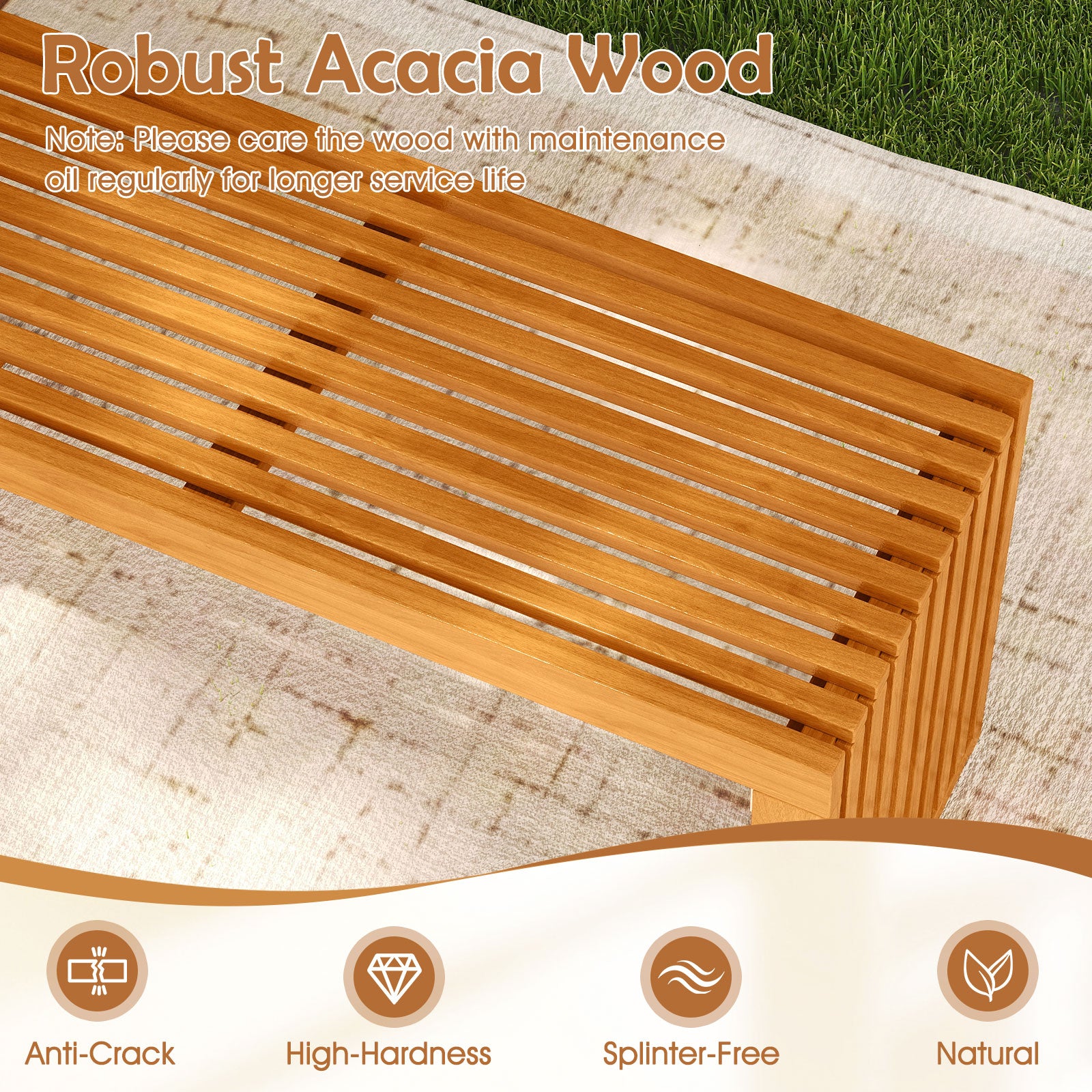 36 Inch Patio Bench All-Slat Acacia Wood Loveseat Outdoor Benches at Gallery Canada