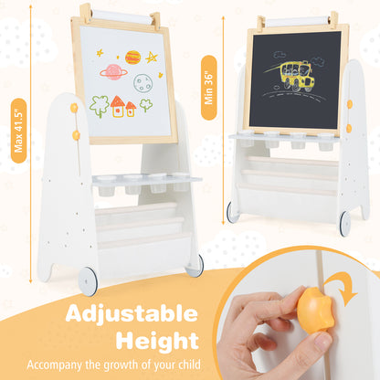 4-in-1 Toddler Activity Table Set with Magnetic Whiteboard and Chalk Board, Gray Art Easels at Gallery Canada