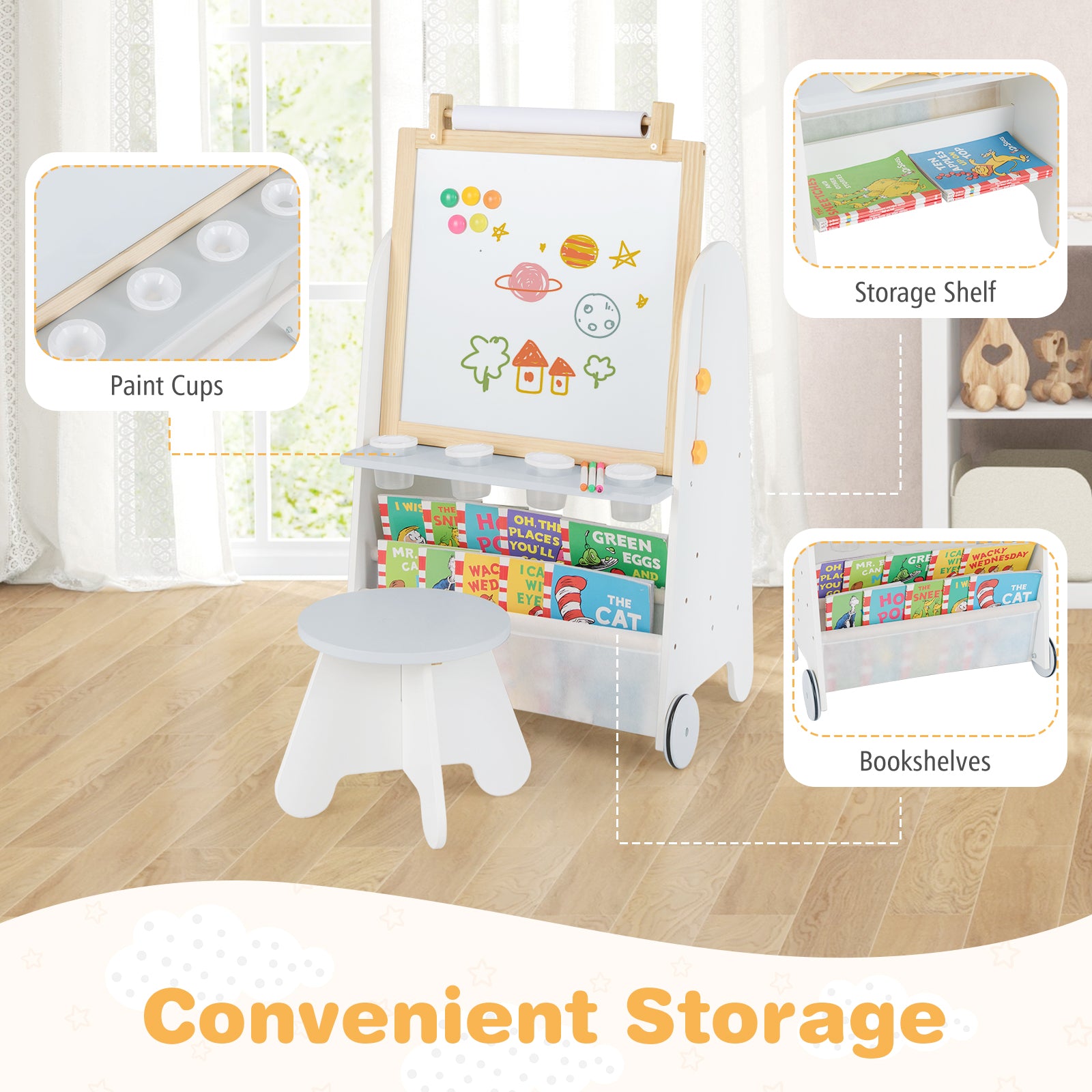 4-in-1 Toddler Activity Table Set with Magnetic Whiteboard and Chalk Board, Gray Art Easels at Gallery Canada