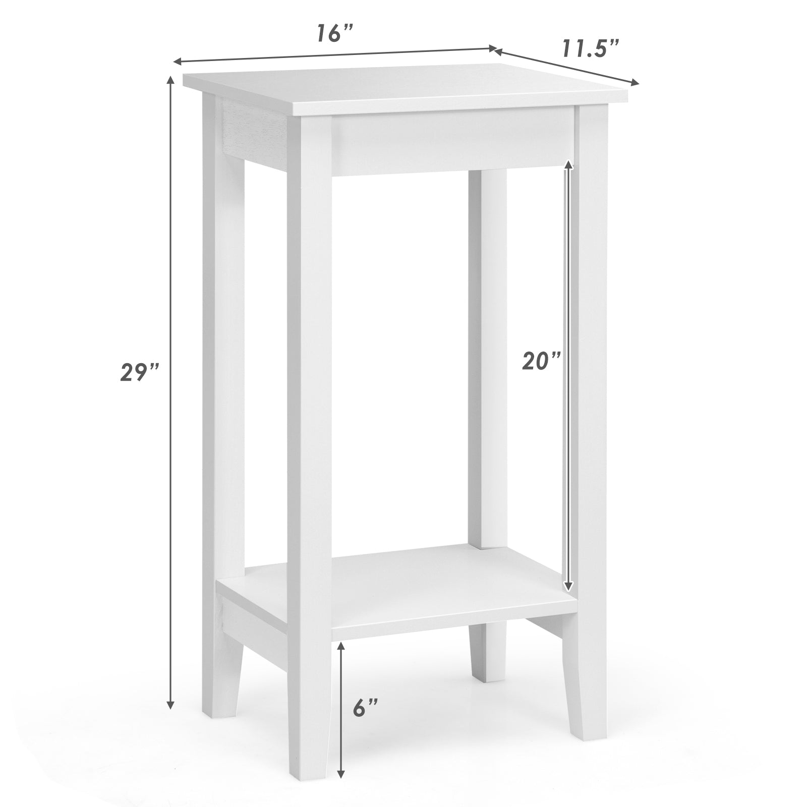 Set of 2 Versatile 2-Tier End Table with Storage Shelf, White End & Side Tables at Gallery Canada